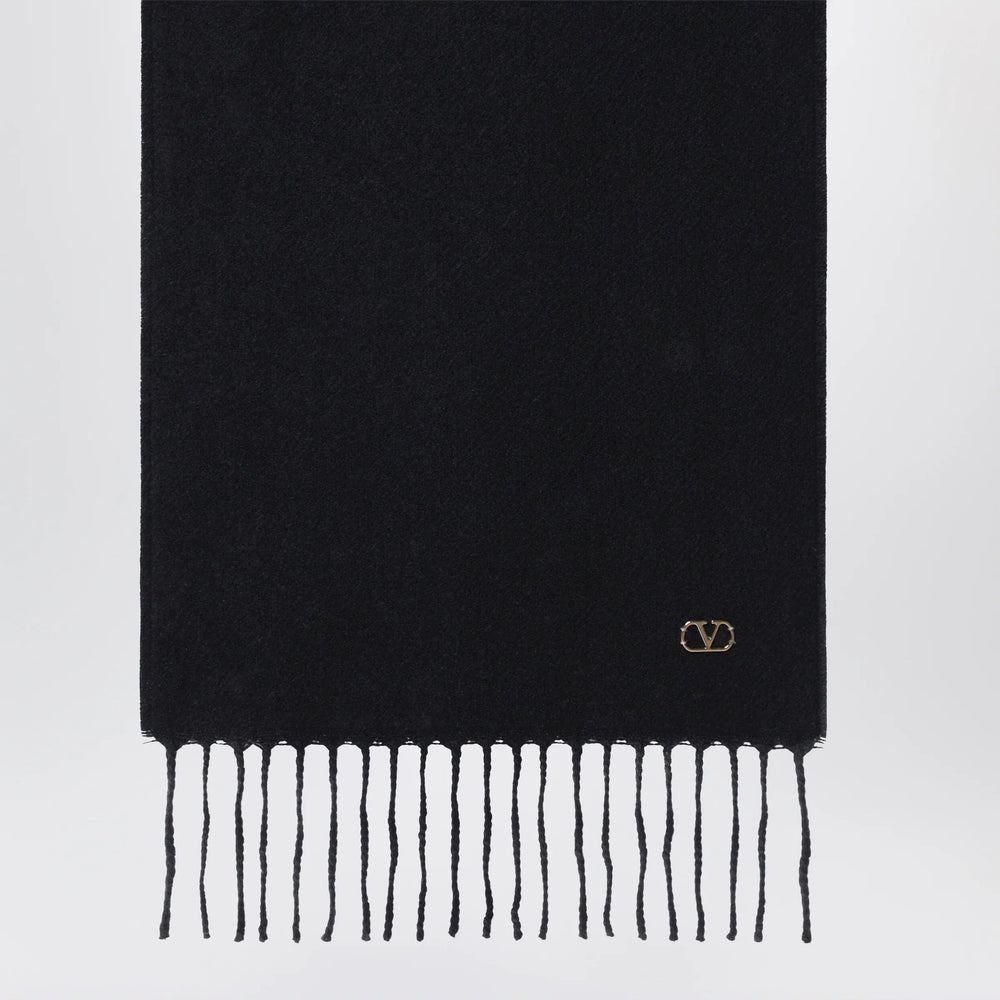 Valentino Garavani - Black cashmere scarf with VLogo detail Brand Scarves & Shawls U