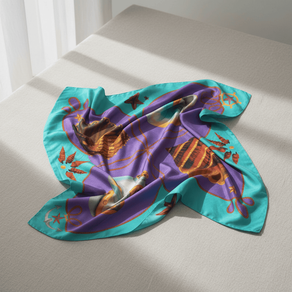 Shells Foulard Silk Scarf By Silviya Neri Brand Scarves
