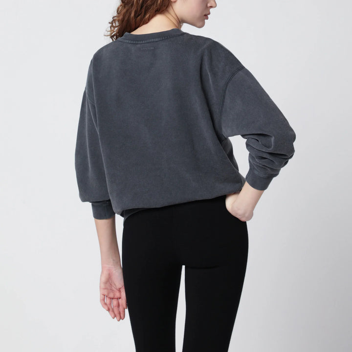 ANINE BING - Spencer Eagle washed black sweatshirt Brand Shirts &amp; Tops