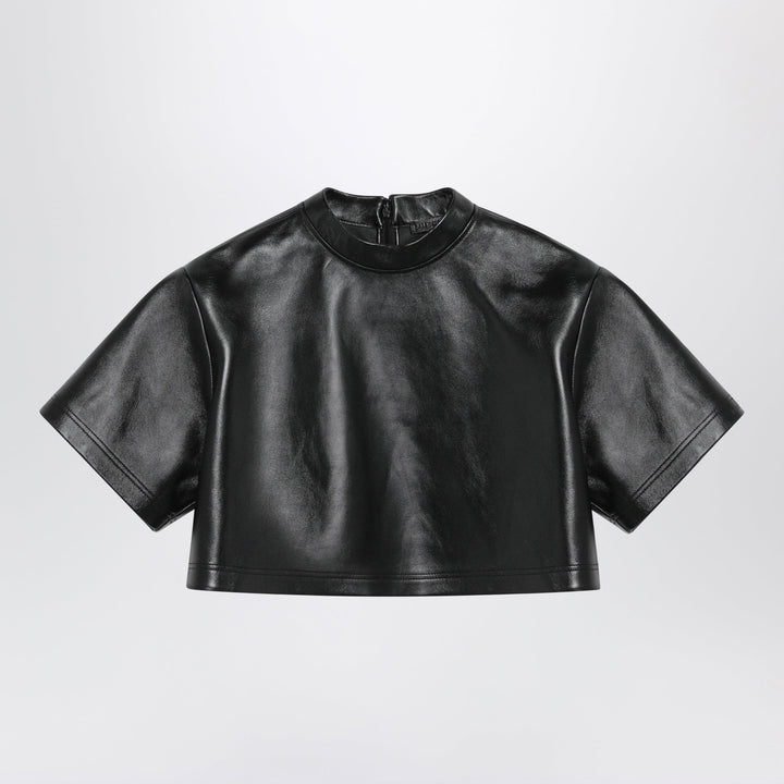Shirts &amp; Tops Balenciaga - Black Cropped Leather Top Brand