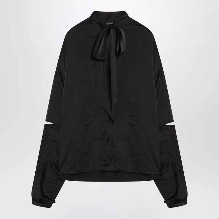 Balenciaga - Black satin blouse with bow Brand Shirts &amp; Tops 36  FR