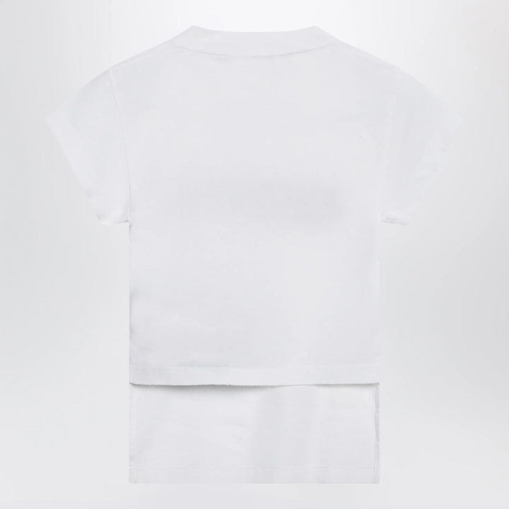 Balenciaga - Messy Spray T-shirt with cut-out back in white cotton Brand Shirts &amp; Tops