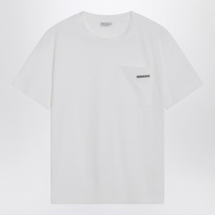 Shirts &amp; Tops XS Brunello Cucinelli - White cotton T-shirt with Shiny Tab Brand
