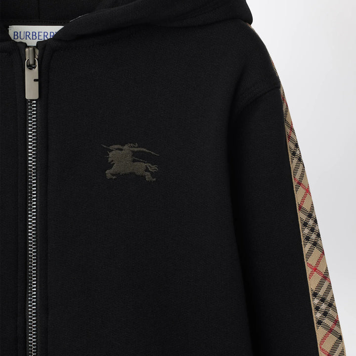Burberry - Black sweatshirt with Check motif detail Brand Shirts &amp; Tops