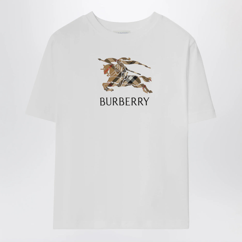 Burberry - White cotton T-shirt with EKD Check Brand Shirts & Tops 10Y