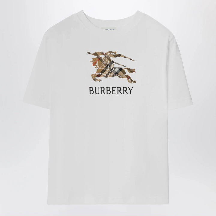 Burberry - White cotton T-shirt with EKD Check Brand Shirts &amp; Tops 10Y