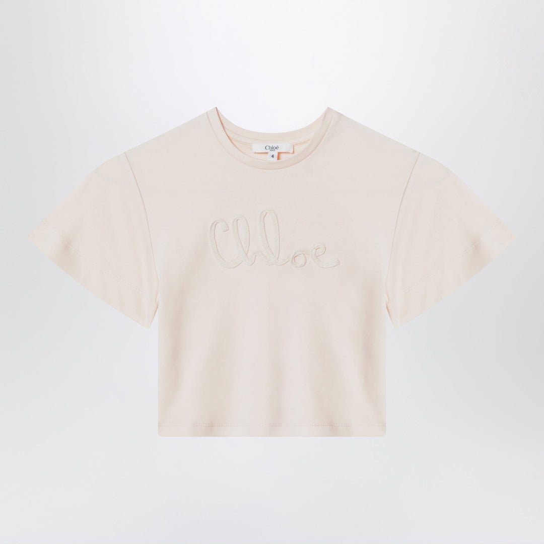 Shirts &amp; Tops Chloé - Light pink cropped T-shirt with logo embroidery Brand