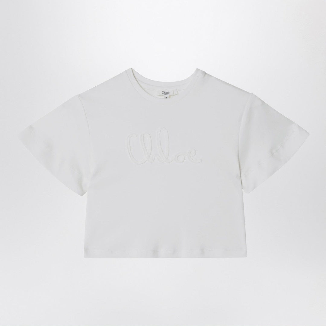 Shirts &amp; Tops Chloé - White cropped T-shirt with logo embroidery Brand