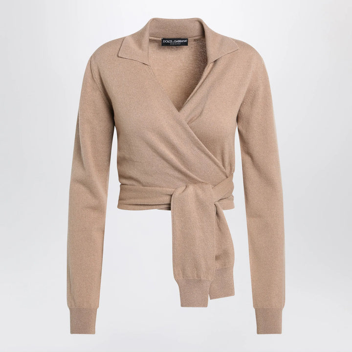 Dolce&amp;Gabbana - Beige wrap cardigan in cashmere Brand Shirts &amp; Tops 40  IT