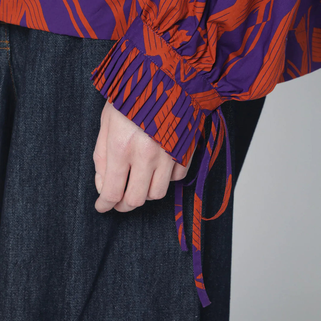 Dries Van Noten - Loose shirt with ruffle details and Crushed Stripe print Brand Shirts &amp; Tops