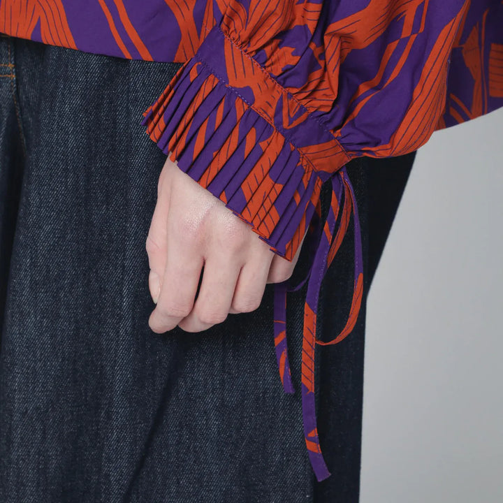 Dries Van Noten - Loose shirt with ruffle details and Crushed Stripe print Brand Shirts &amp; Tops