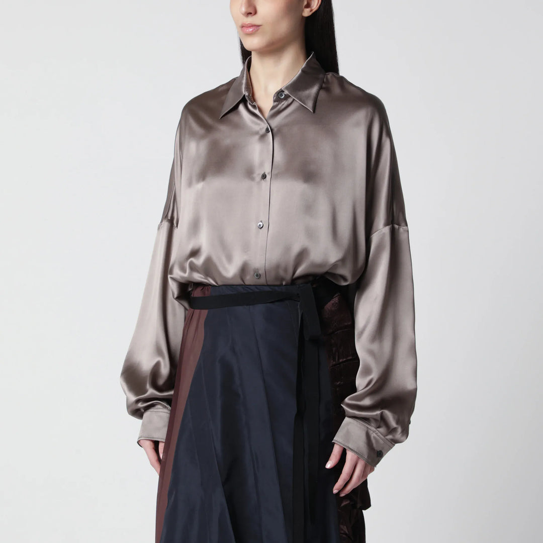 Dries Van Noten - Shirt Taupe Color in Silk Brand Shirts &amp; Tops XS