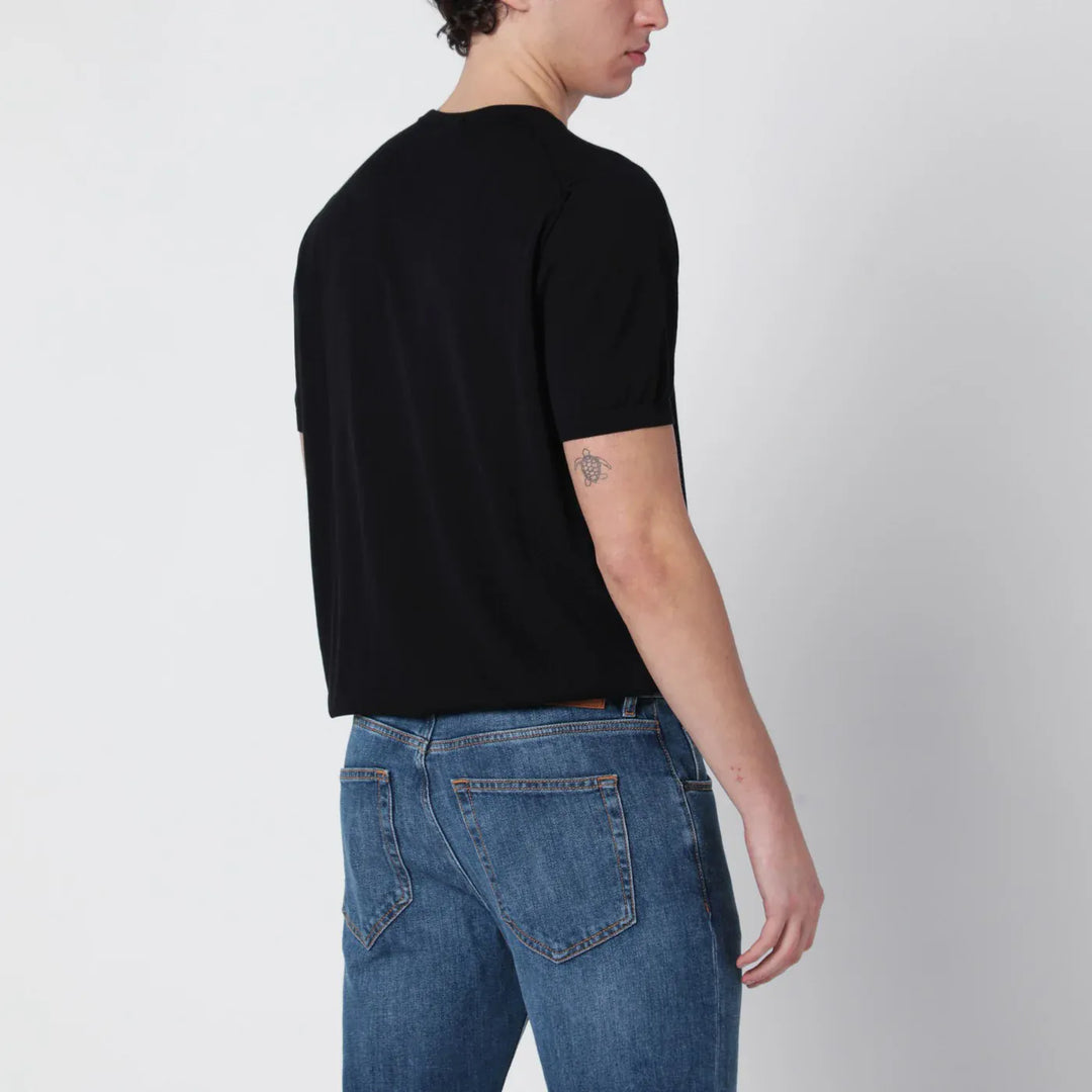 Drumohr - Black cotton crewneck sweater Brand Shirts &amp; Tops