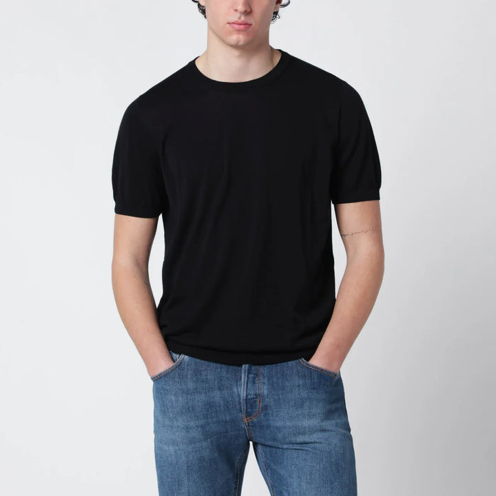 Drumohr - Black cotton crewneck sweater Brand Shirts &amp; Tops 50 IT