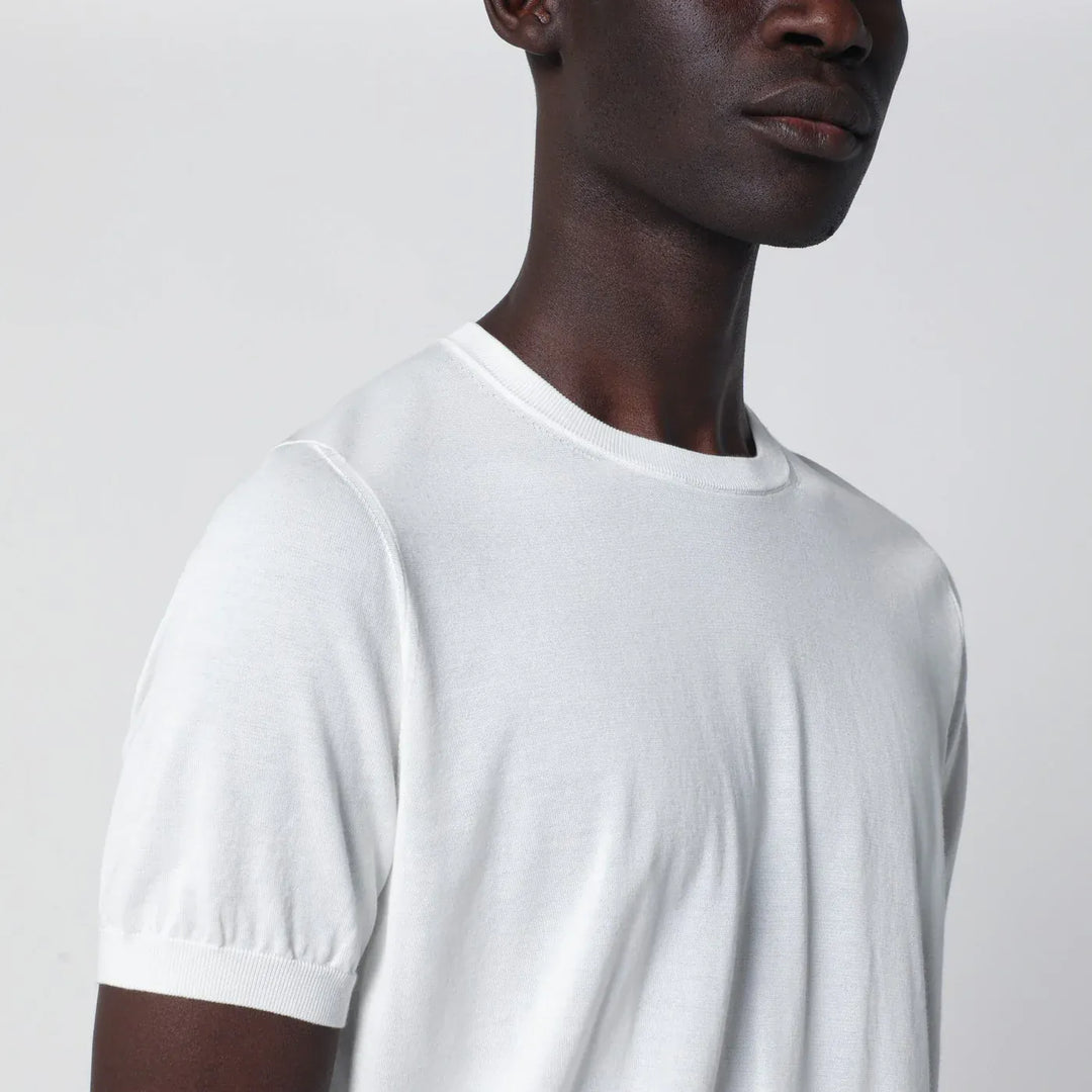 Drumohr - Crew neck t-shirt in milky white cotton Brand Shirts &amp; Tops