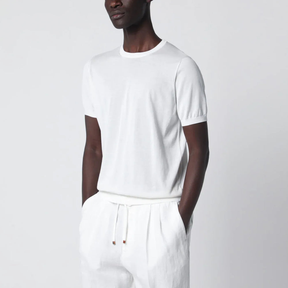 Drumohr - Crew neck t-shirt in milky white cotton Brand Shirts & Tops 50 IT