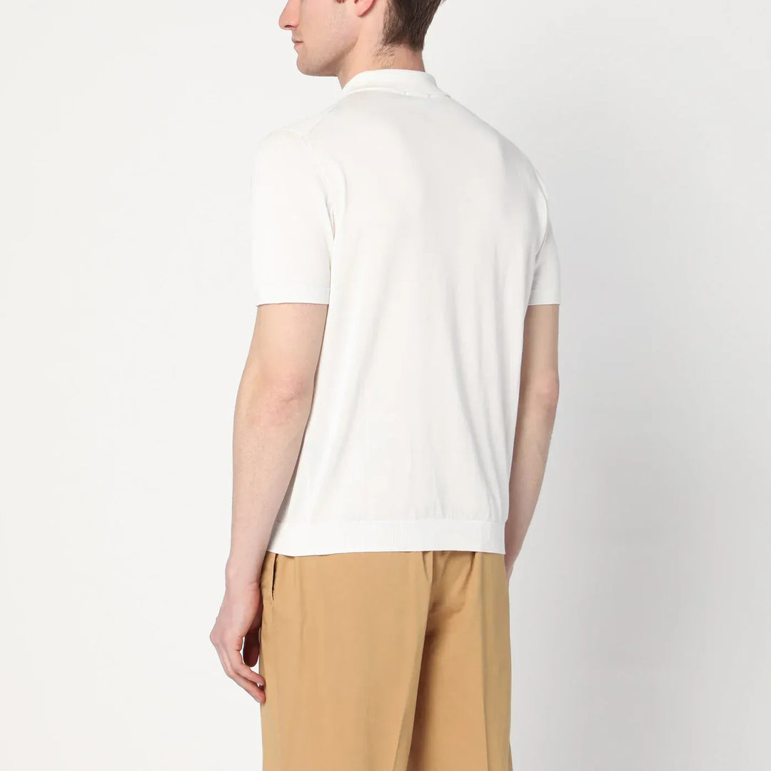 Drumohr - Milky white polo shirt in cotton Brand Shirts &amp; Tops 54 IT