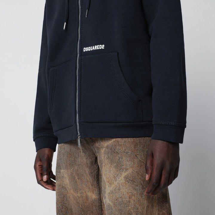 Dsquared2 - Zip-up hoodie in stretch cotton, blue Brand Shirts &amp; Tops