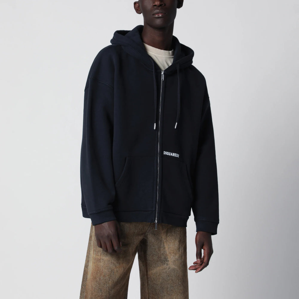 Dsquared2 - Zip-up hoodie in stretch cotton, blue Brand Shirts & Tops XL