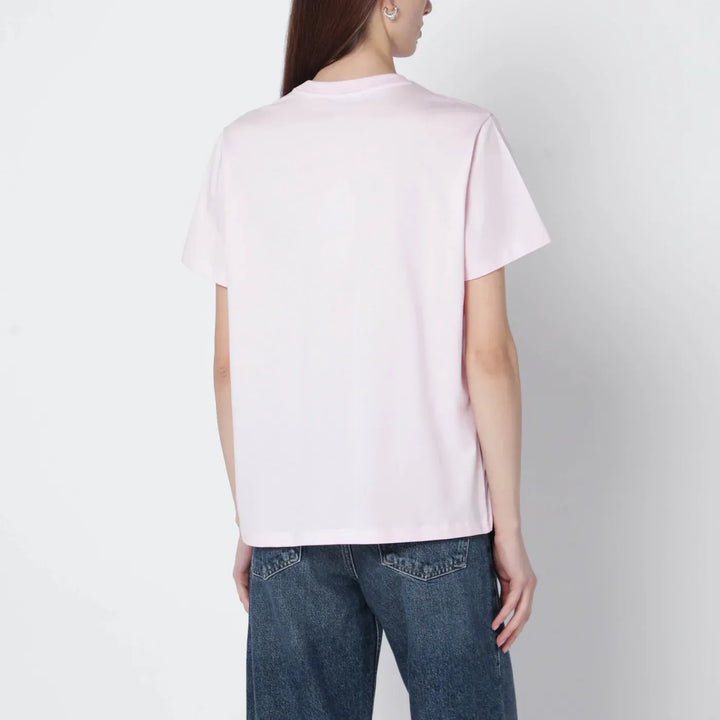 GANNI - Light pink T-shirt with logo print Brand Shirts &amp; Tops