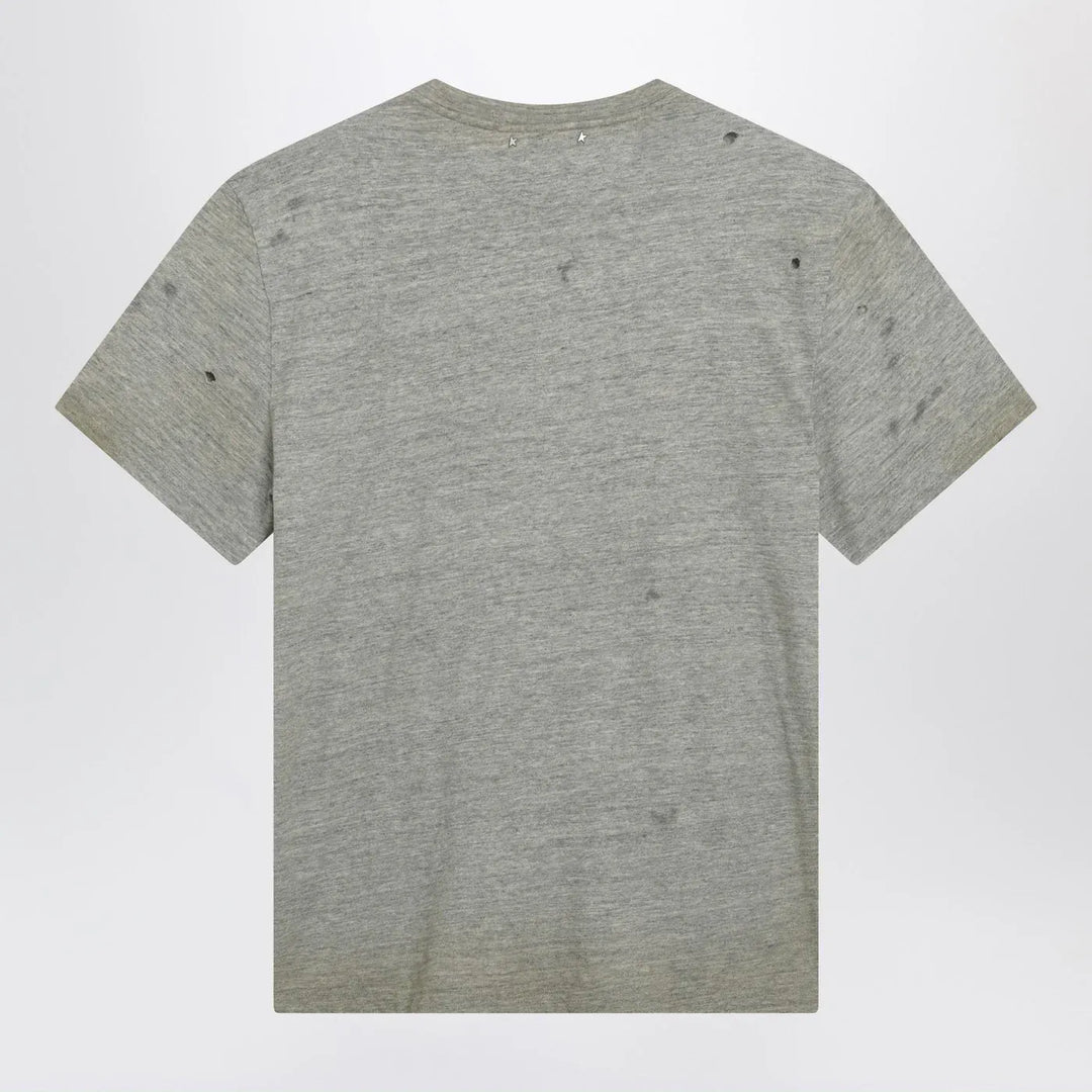Golden Goose - Grey vintage-effect T-shirt with print Brand Shirts &amp; Tops