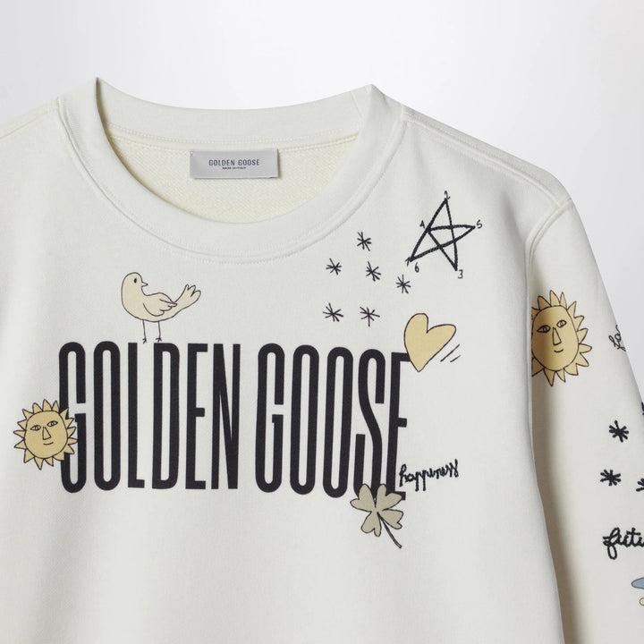Golden Goose - White cotton sweatshirt with logo print Brand Shirts &amp; Tops