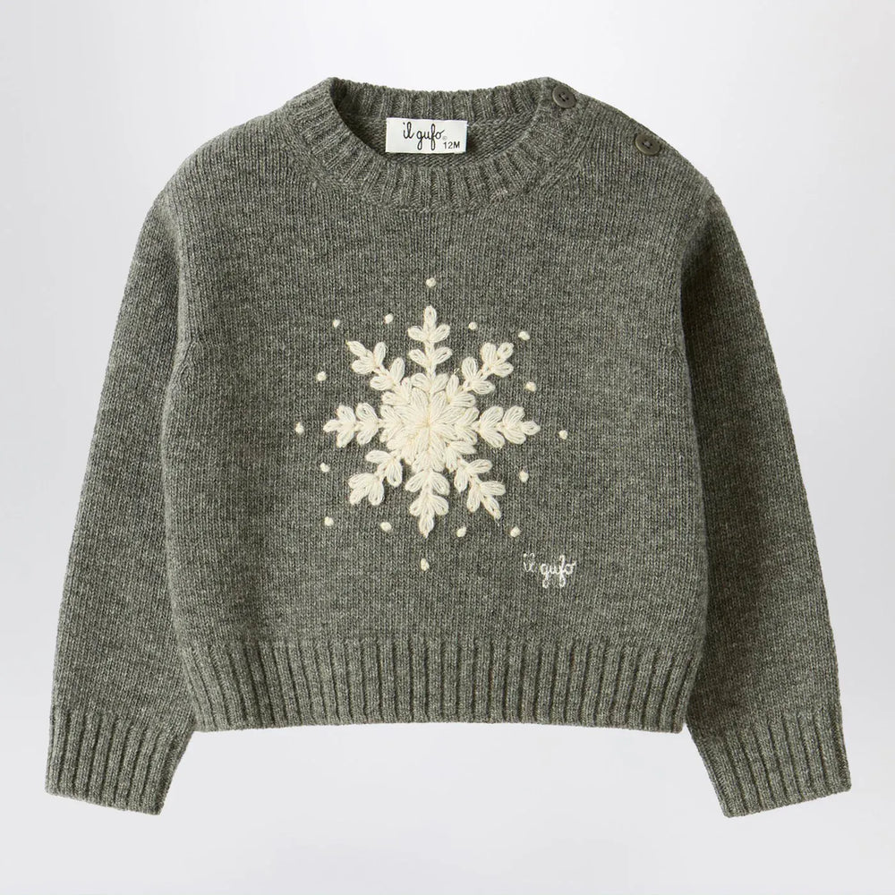 Il Gufo - Grey wool sweater with snowflake motif Brand Shirts & Tops 2A