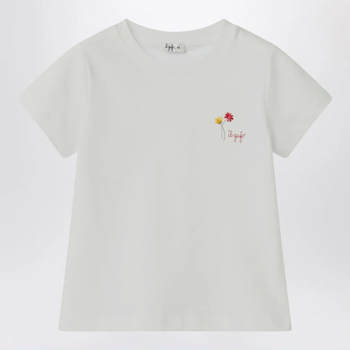 Il Gufo - White T-shirt with embroidered logo Brand Shirts &amp; Tops 2A