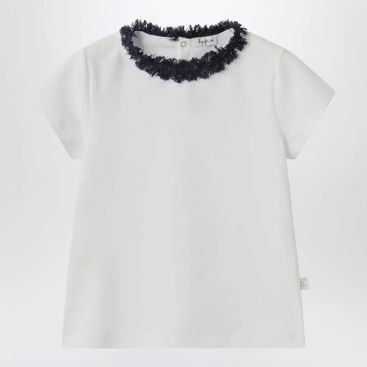 Il Gufo - White T-shirt with frayed neckline Brand Shirts &amp; Tops 12