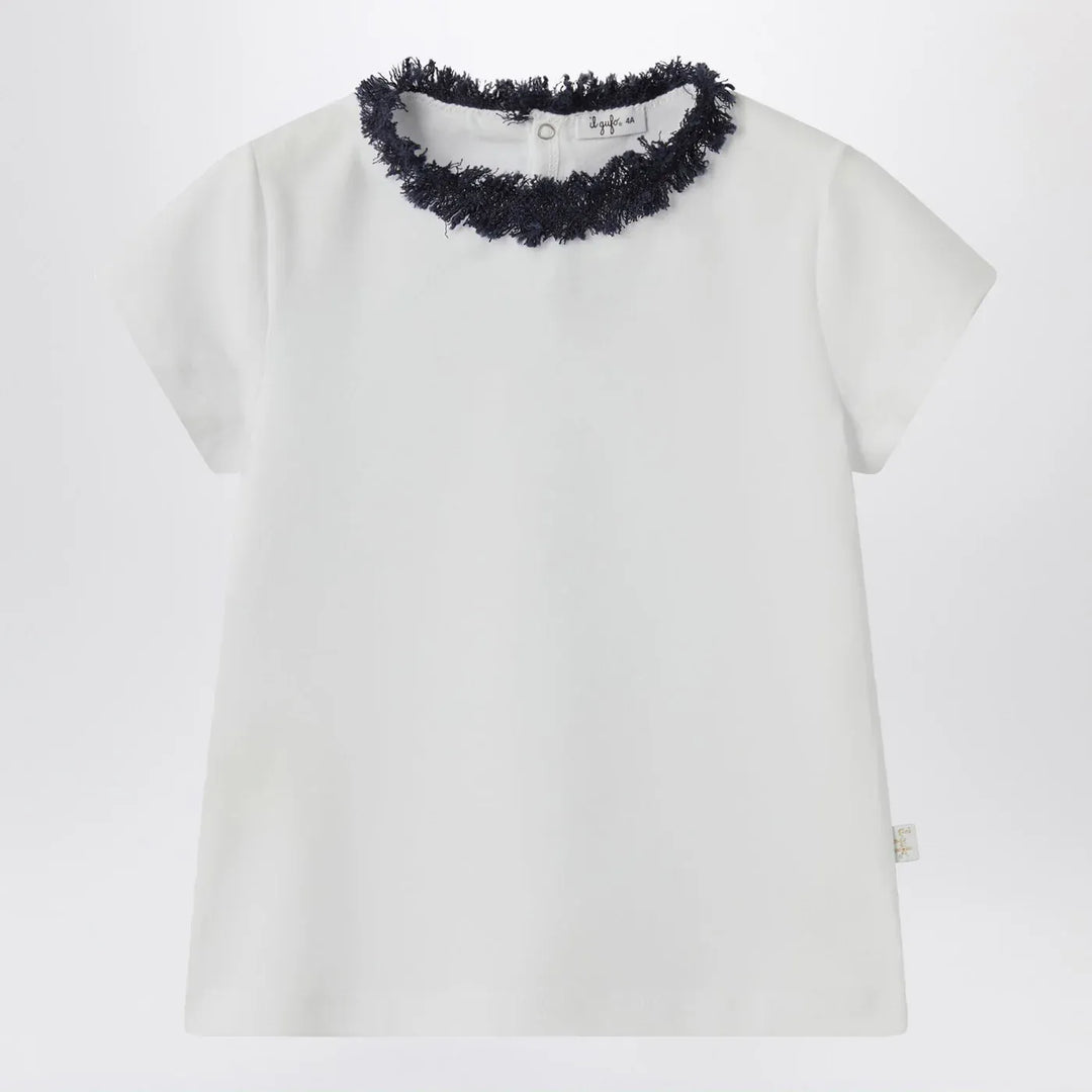 Il Gufo - White T-shirt with frayed neckline Brand Shirts &amp; Tops 8