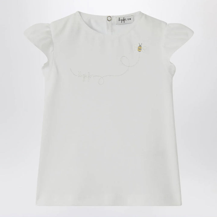 Il Gufo - White T-shirt with ruffled sleeves Brand Shirts &amp; Tops 9M