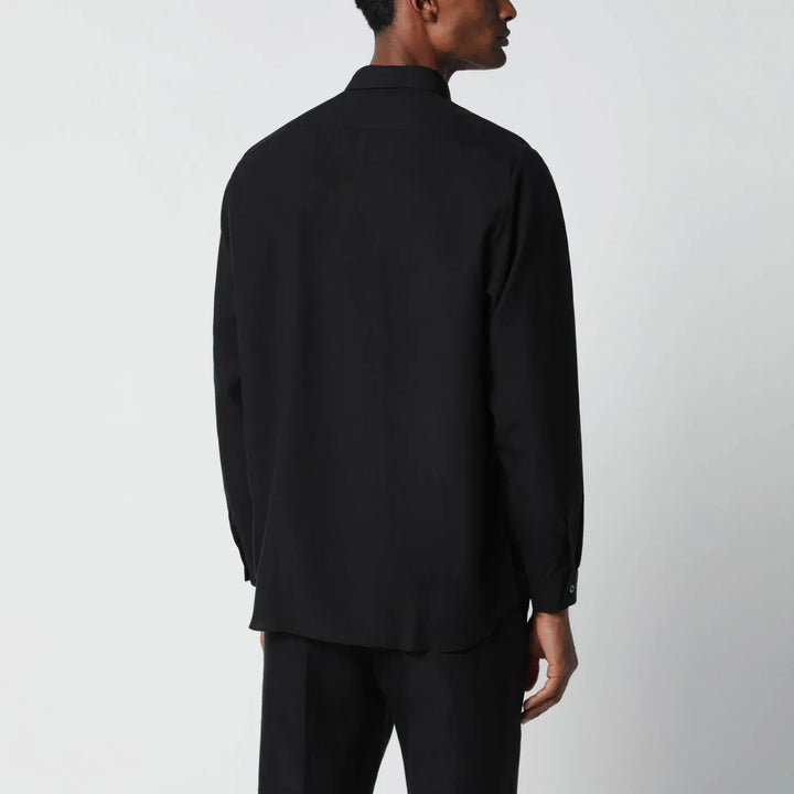 Lardini - Black linen-blend shirt Brand Shirts &amp; Tops
