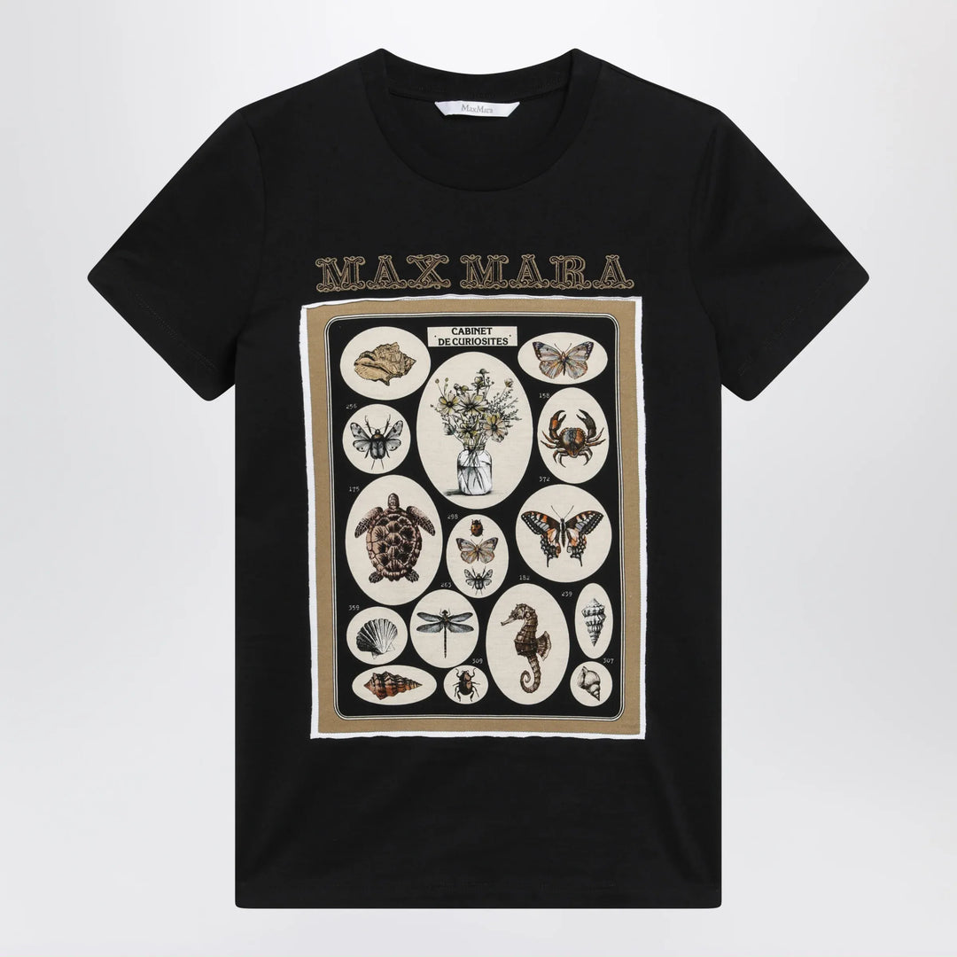 Max Mara - Black cotton jersey T-shirt with front print Brand Shirts &amp; Tops XS
