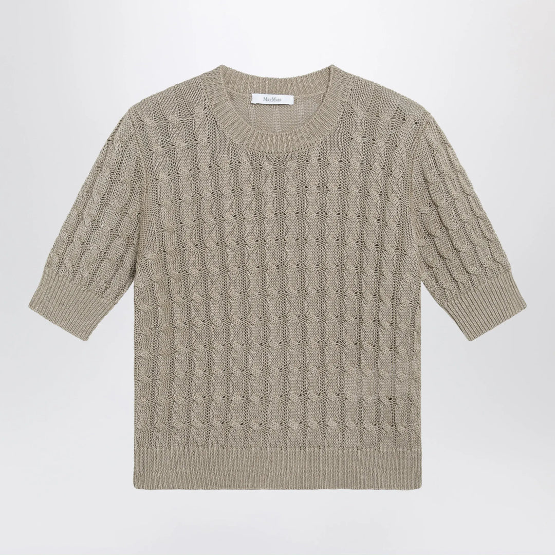 Max Mara - Cable-knit linen crewneck sweater in brown Brand Shirts &amp; Tops M