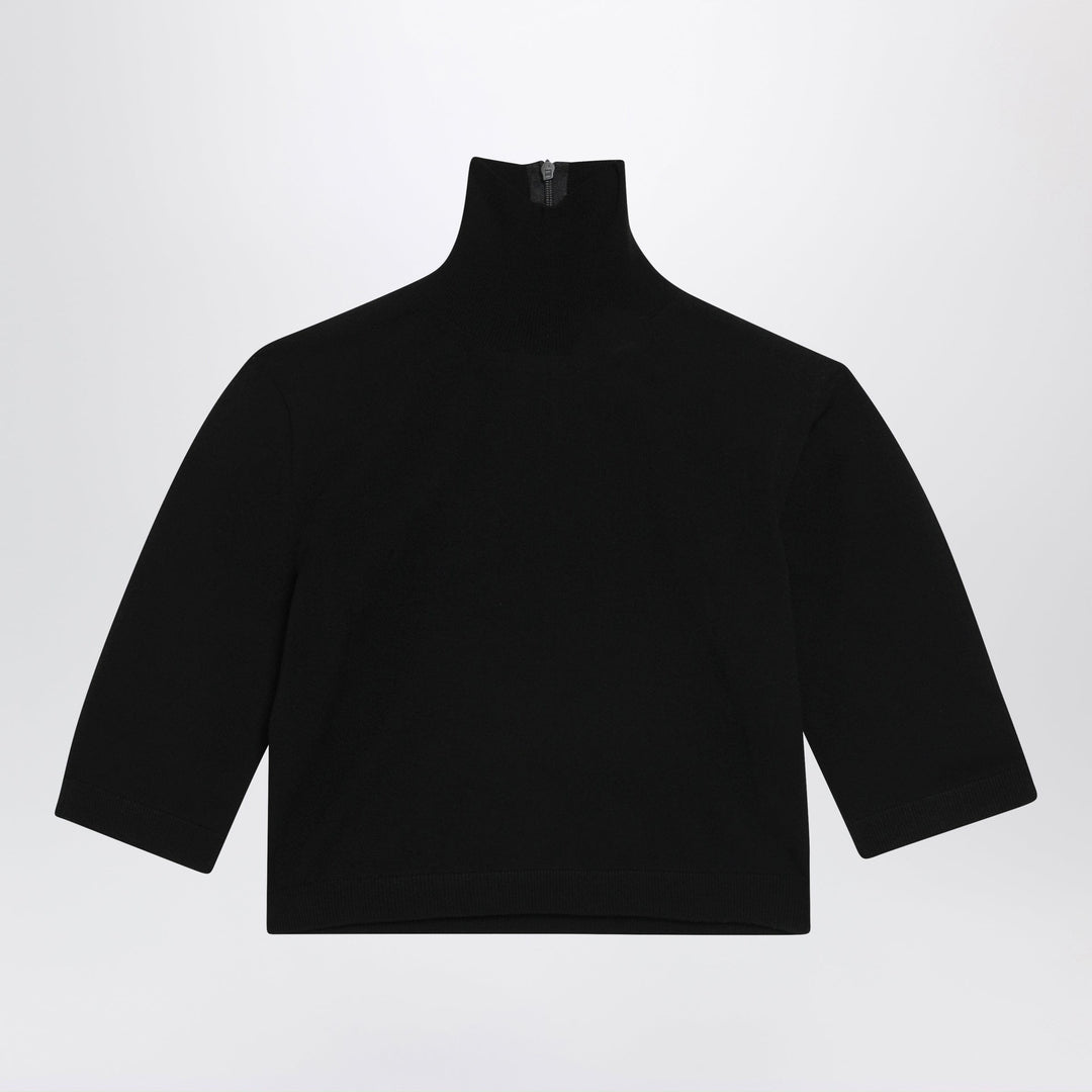 Shirts &amp; Tops Max Mara - Cropped turtleneck sweater in stretch viscose, black Brand