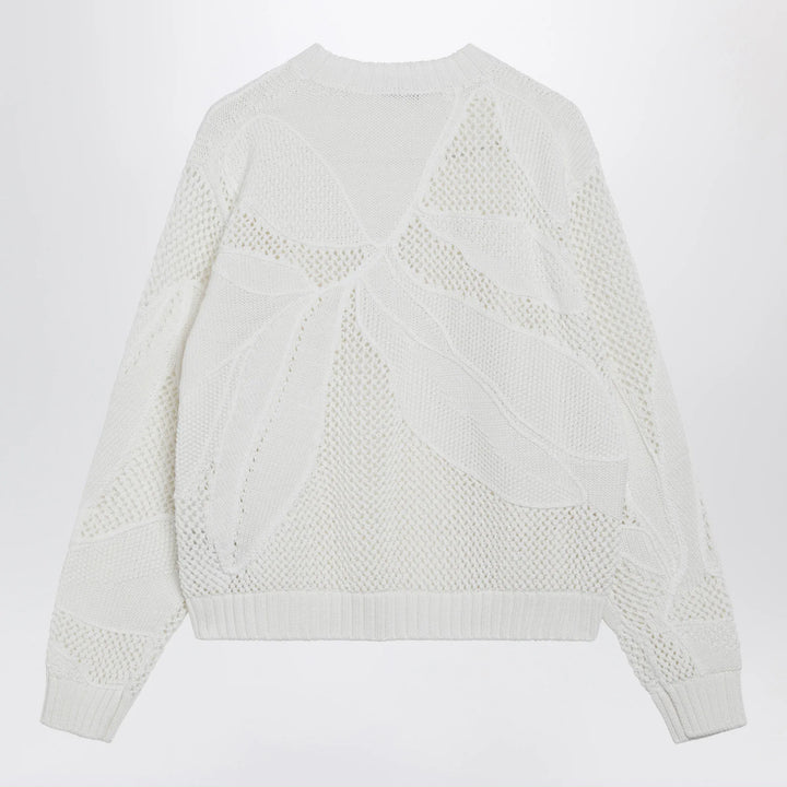Max Mara - Embroidered cotton crewneck sweater in white Brand Shirts &amp; Tops