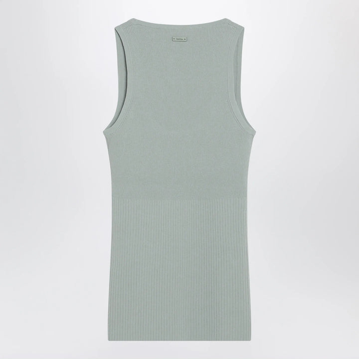 Max Mara - Sleeveless ribbed top in sage green technical yarn Brand Shirts &amp; Tops