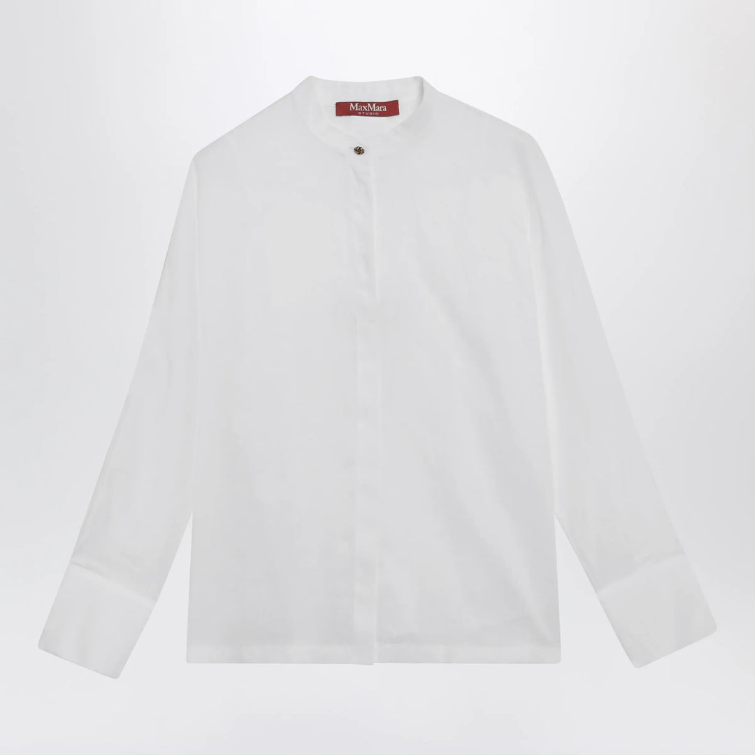 Max Mara Studio - Baldili ramie canvas shirt in white Brand Shirts &amp; Tops 42  IT