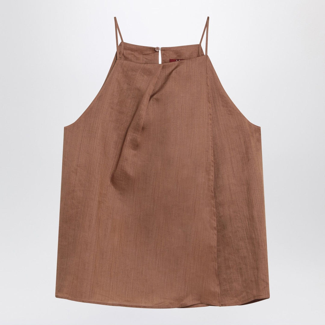 Shirts &amp; Tops 44  IT Max Mara Studio - Tobacco-coloured ramie gauze top Brand