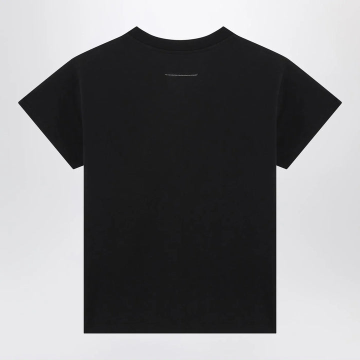 MM6 Maison Margiela - Black T-shirt with Numeric Signature patch Brand Shirts &amp; Tops