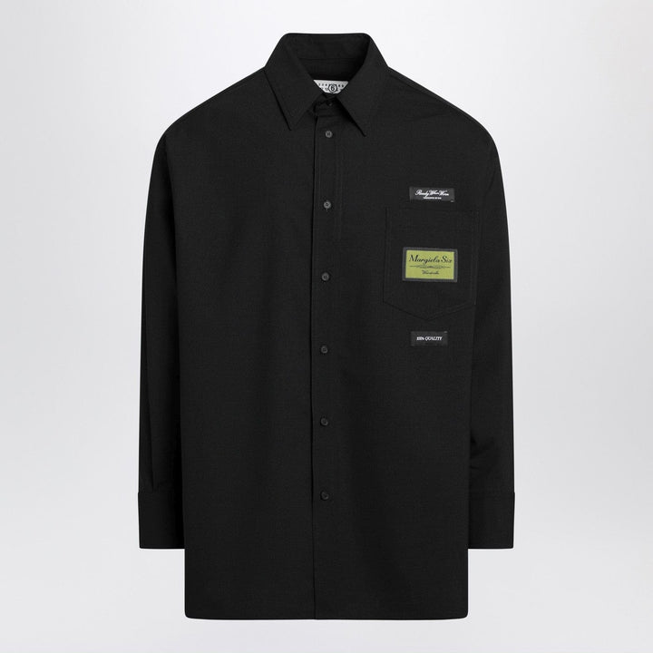 Shirts &amp; Tops 48 IT MM6 Maison Margiela - Black wool-blend shirt with label details Brand