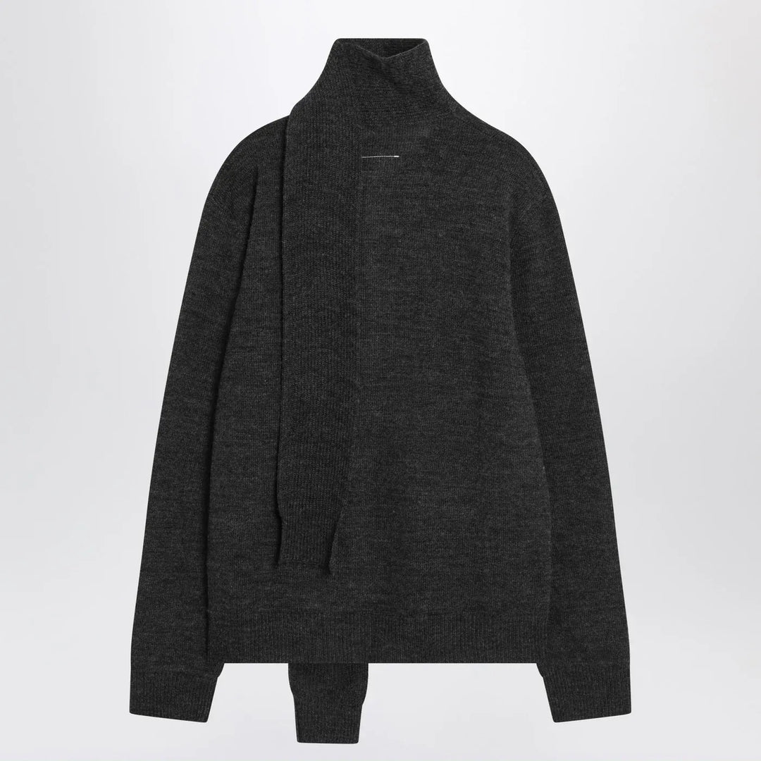 MM6 Maison Margiela - Grey wool-blend cardigan with scarf Brand Shirts &amp; Tops M