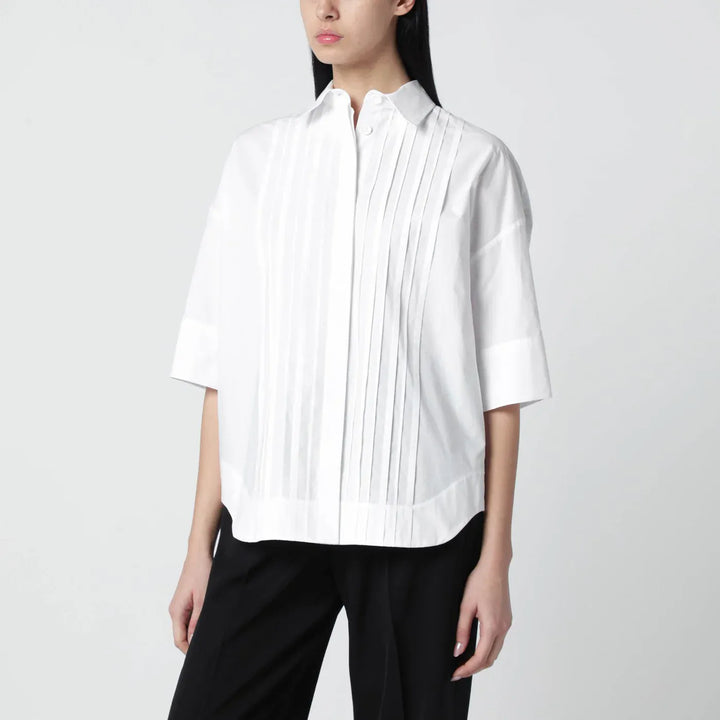 P.A.R.O.S.H. - White cotton shirt with pleated detail Brand Shirts &amp; Tops XS