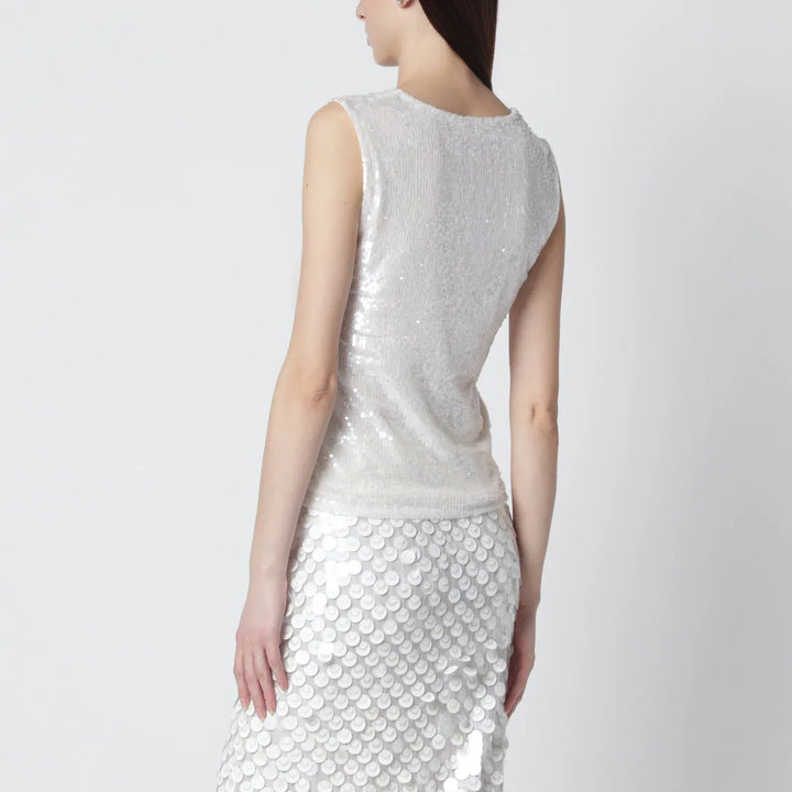 P.A.R.O.S.H. - White sequin top Brand Shirts &amp; Tops