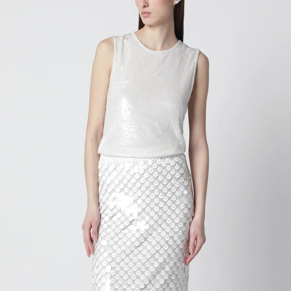P.A.R.O.S.H. - White sequin top Brand Shirts & Tops S
