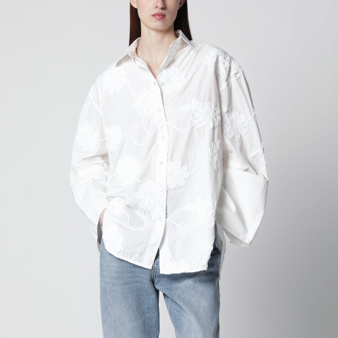 Shirts &amp; Tops ROTATE Birger Christensen - Flower oversized floral shirt in organic cotton, white Brand