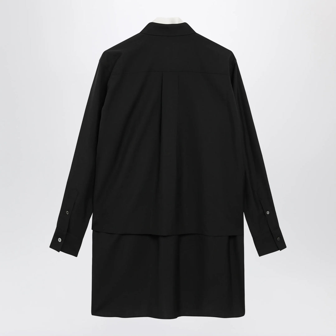 Sacai - Black wool-blend mini shirt dress Brand Shirts &amp; Tops