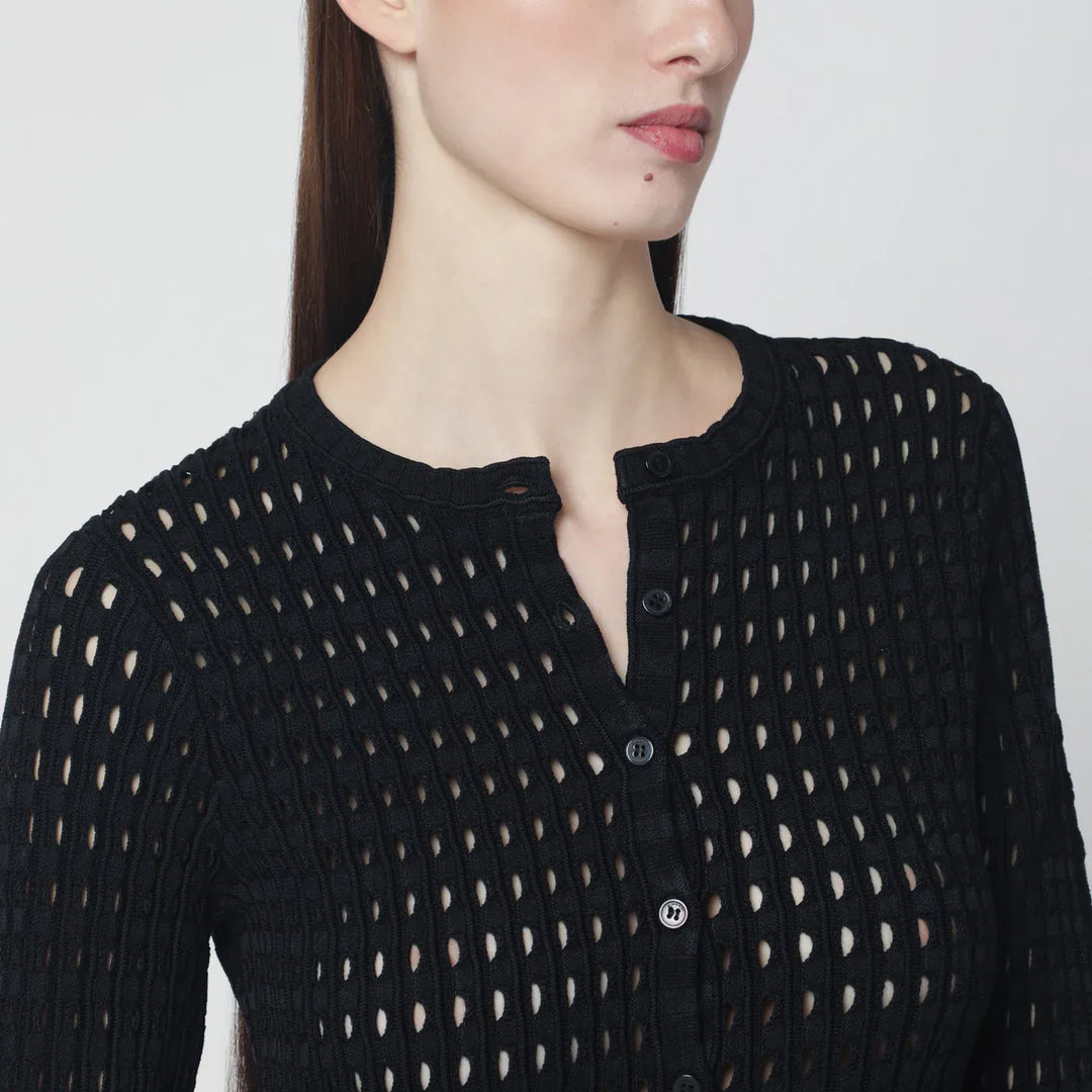SIMKHAI - Mabel black openwork knit cardigan Brand Shirts &amp; Tops