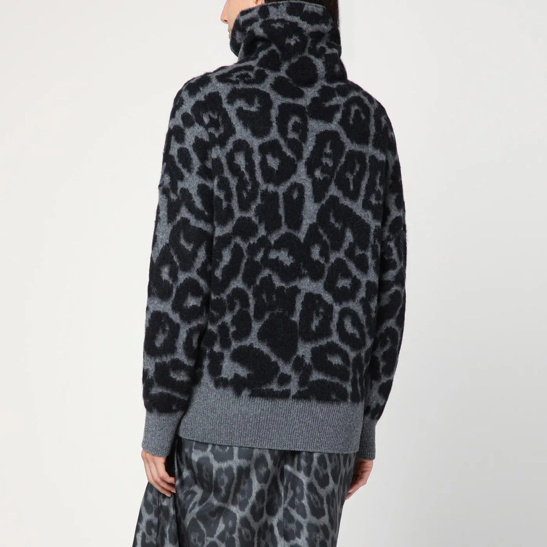 Stella McCartney - Leopard print turtleneck sweater in wool Brand Shirts &amp; Tops