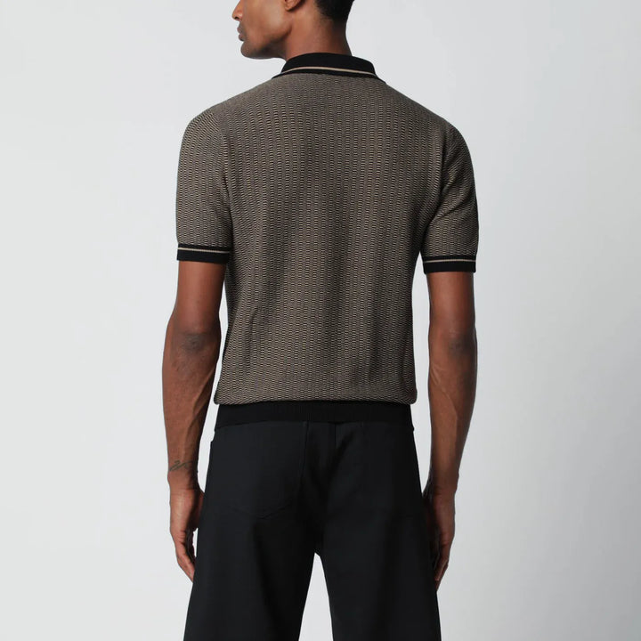 Tagliatore - Brown polo shirt with jacquard pattern Brand Shirts &amp; Tops